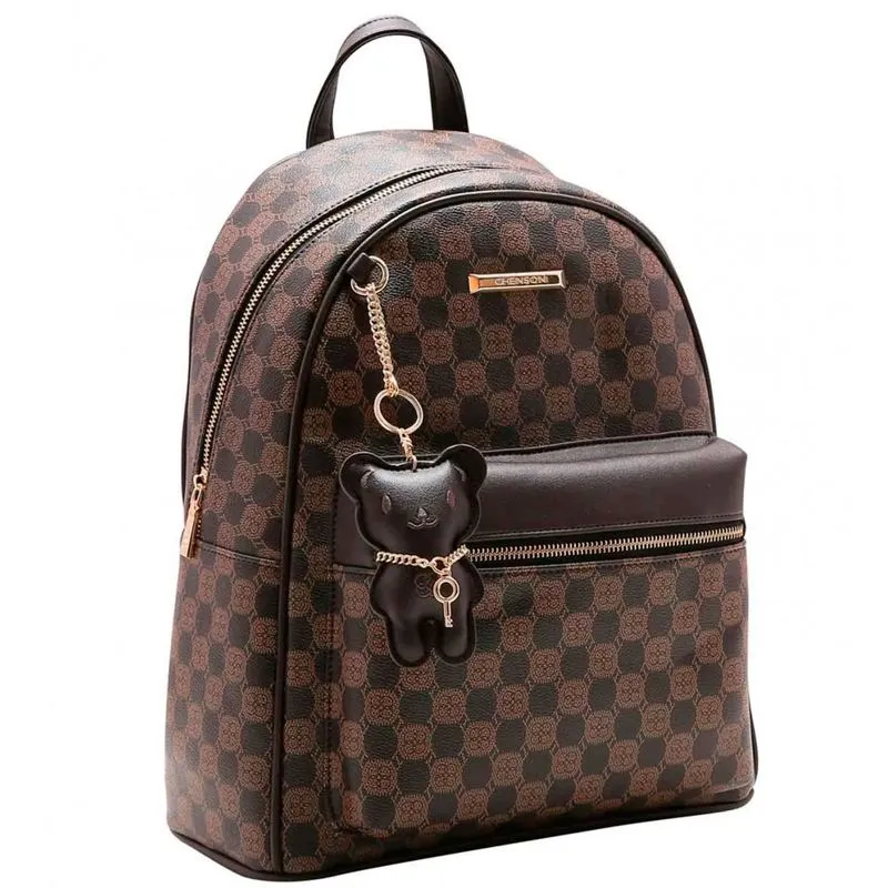 Bolsa Mochila Feminina Chenson Elemento Gráfico Marrom 8483629 UNICO