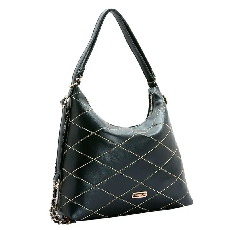 Bolsa de Ombro Feminina Chenson Bordado Delicado Preto 8484507 UNICO