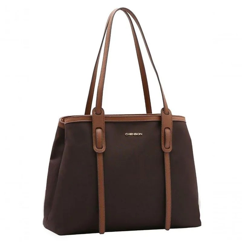Bolsa Ombro Feminina Microfibra Tote Casual Chenson 3184595 Café