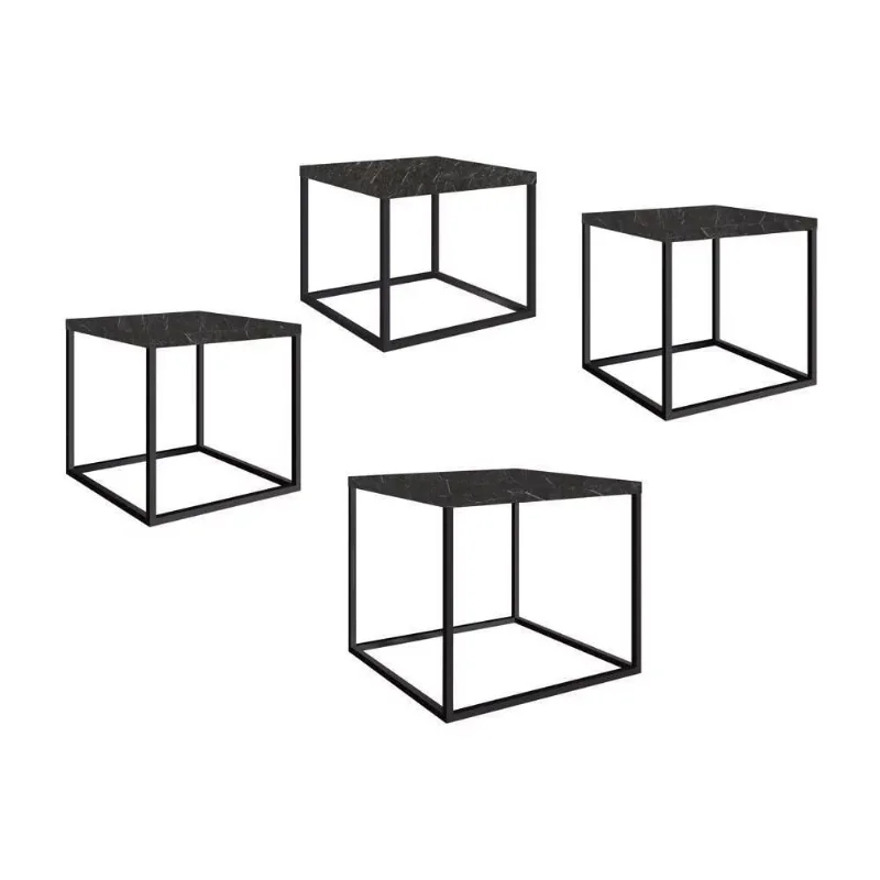 Conjunto 4 Mesas Cube Marquina Base Preta