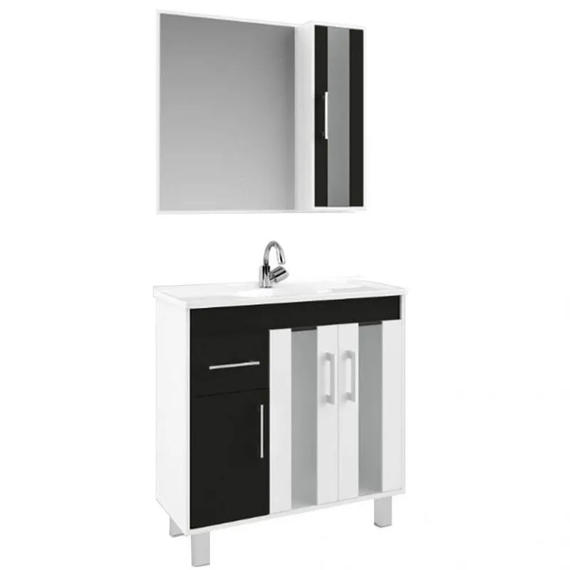 Gabinete para Banheiro com Cuba Branco/Nero Móveis São João