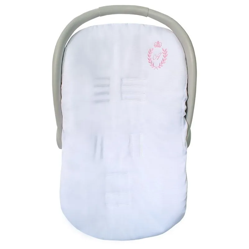 Capa Para Bebê Conforto Com A Inicial Do Bebê Bordada Rosa