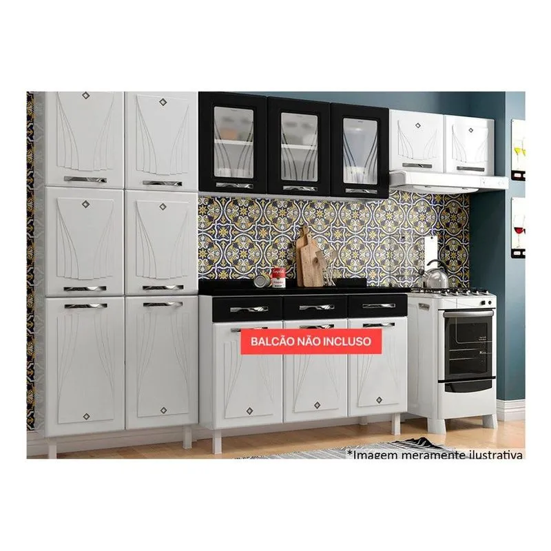 Cozinha Compacta Telasul Star New Aço 3 Peças Branco/Preto