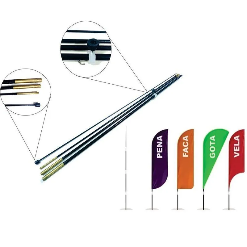 Haste Wind Banner Fly Flag Bandeira Varetas c/ Rosca - 3,5m