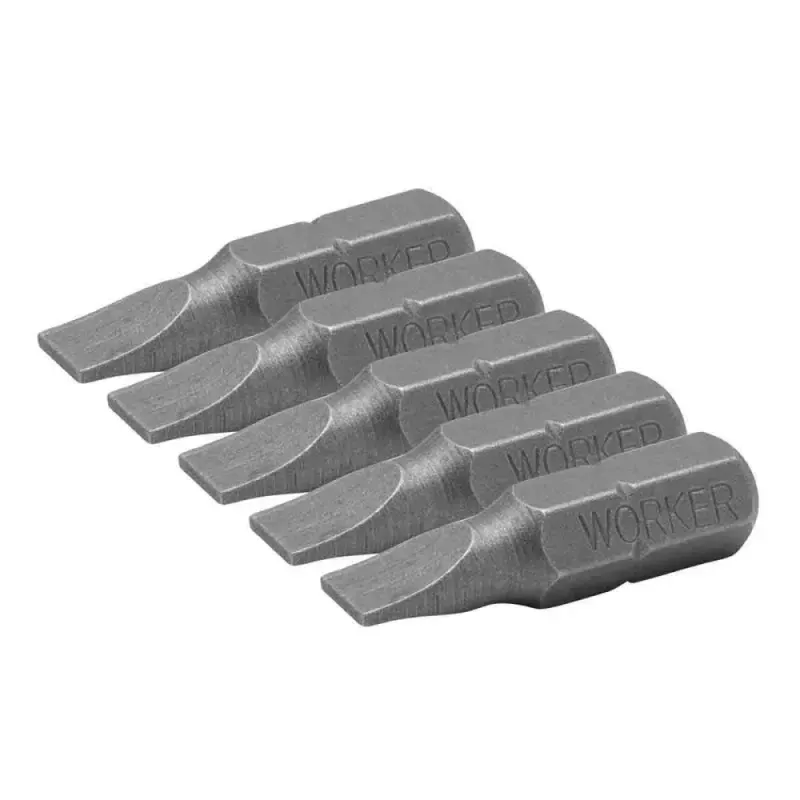 Bits Parafusadeira 1/4" Ponta Fenda 6x50,8mm 5 Peças Worker