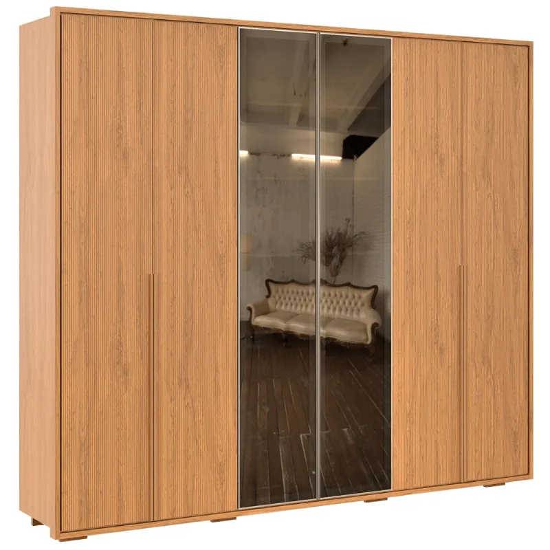 Guarda-Roupa IMCAL Concept 6 Portas MDF com Espelho, Vidro Reflecta e LED Hanover