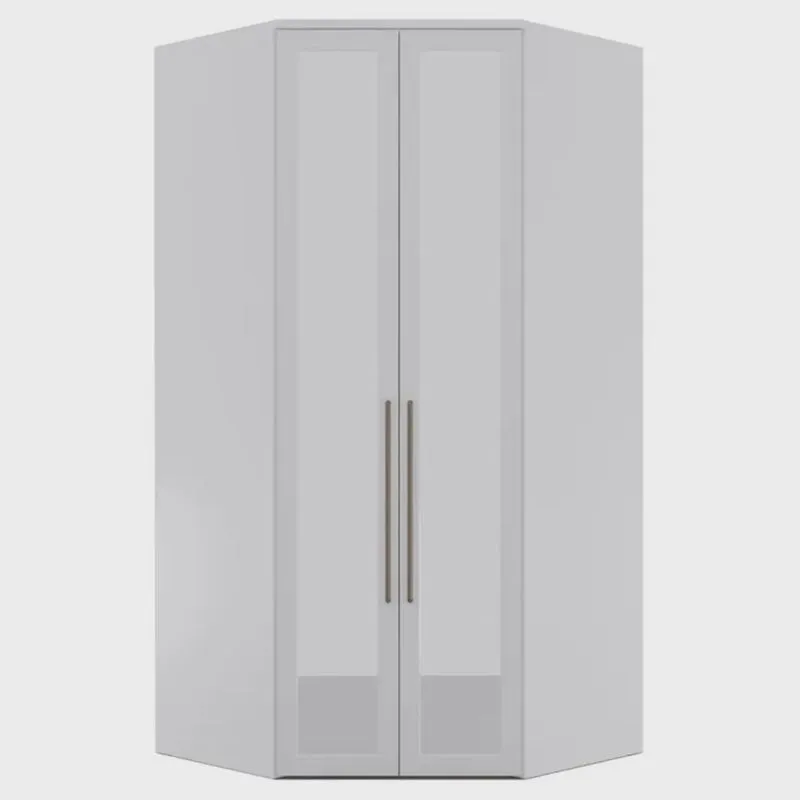 Guarda Roupa Casal Modulado 100% mdf Canto Closet 2 portas 2 Espelhos 3 Gavetas Branco - Evolution - Robel Móveis