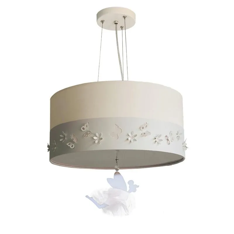 Lustre Pendente Infantil Fadas Cúpula Branco 30x15 2E27