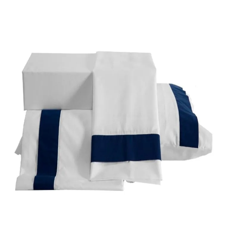 Jogo De Cama Queen Marrocos Azul Marinho Casaborda 4 Peças Casaborda