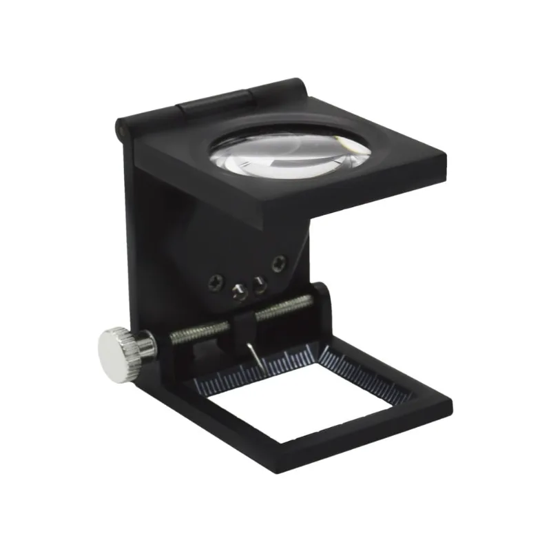 LUPA CONTA FIOS COM LUZ LED EM METAL DOBRAVEL 8X COM ESTOJO DE PROTEÇÃO PARA COLECIONADOR, GRAFICAS E ELETRONICA SOLVER SLF-130