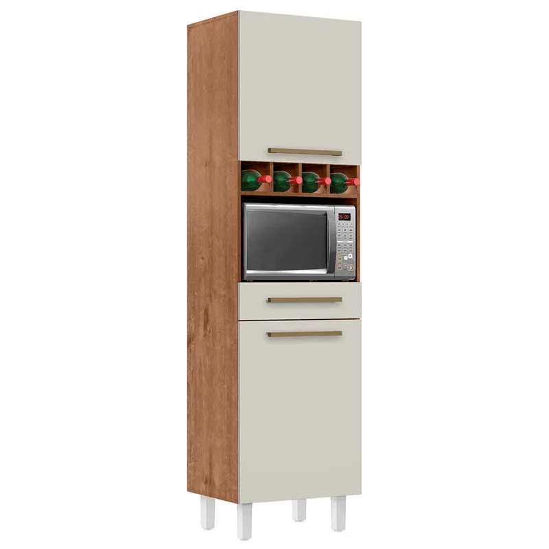 Paneleiro Para Microôndas Com Garrafeiro Color Plus 2 Portas 1 Gaveta Zanzini
