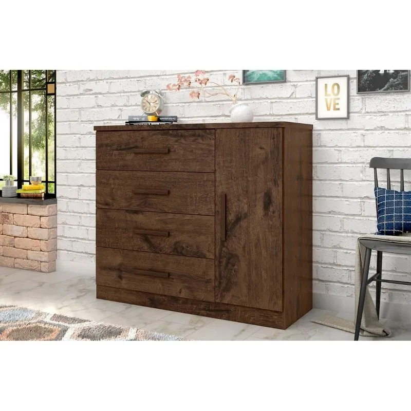 Cômoda Sapateira Genova Plus Com 1 Porta E 4 Gavetas Zanzini