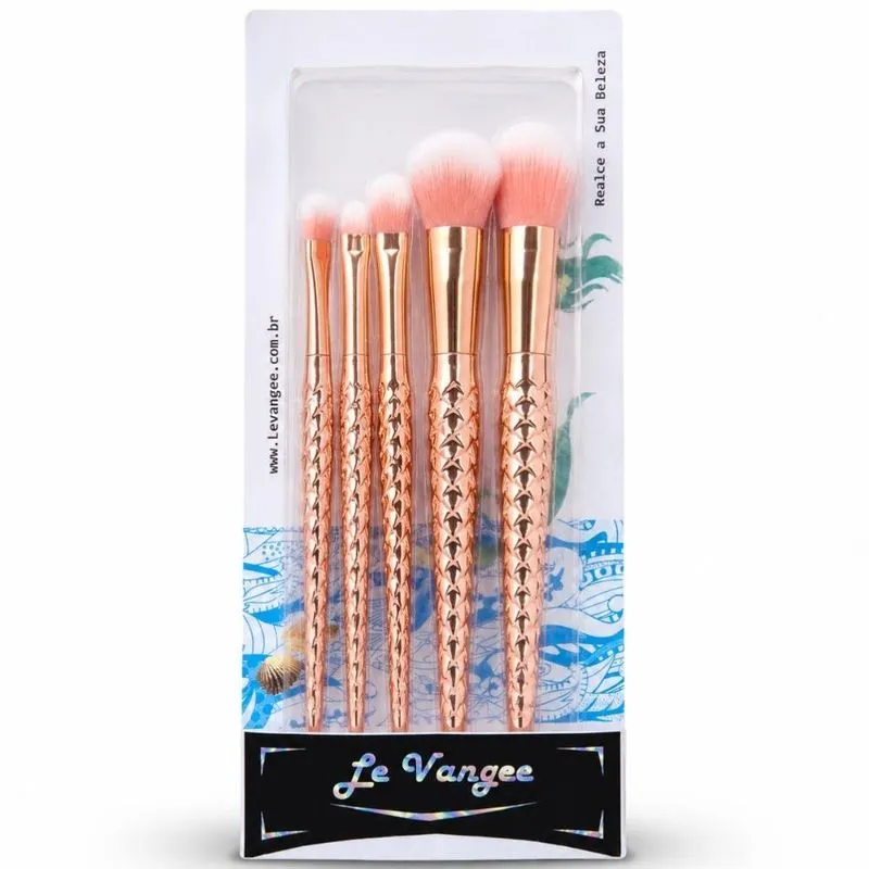 Kit Le Vangee Mermaid: 5 Pincéis Pincel Para Maquiagem Verde
