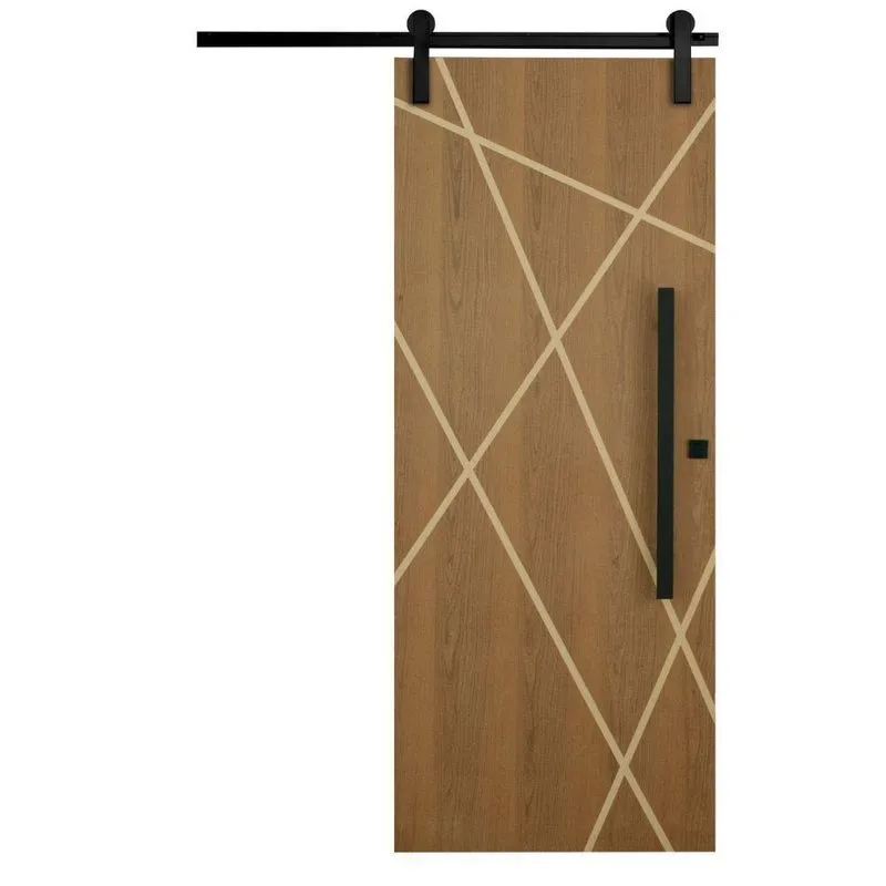 Porta De Correr Agatha Trilho Soft Pux. Barra Chata Preto 1.02 X 2.10 Lado Direito Hale