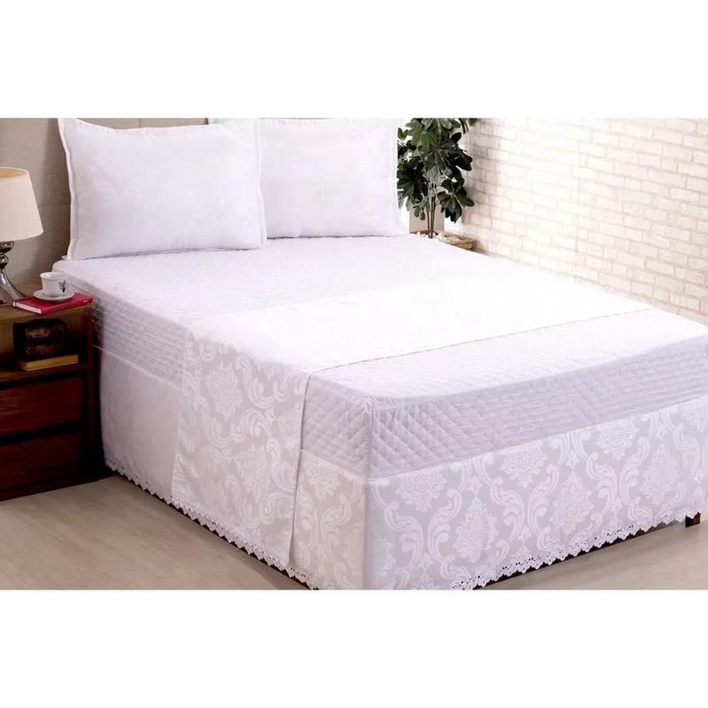 Saia Para Cama Box Colchobox Jacquard Casal Branca
