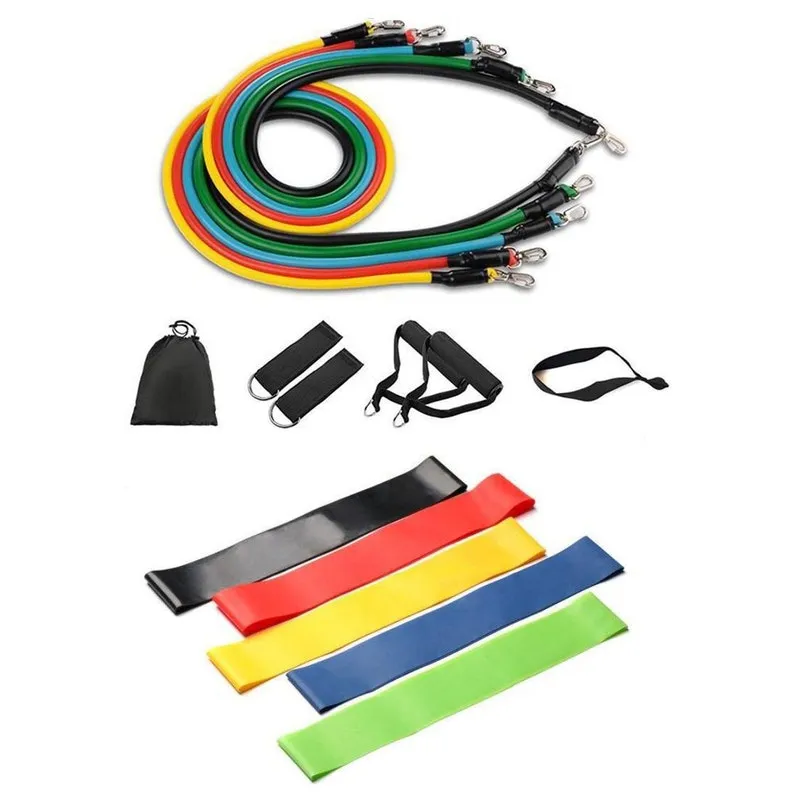 Kit 11 Peças + 5 Mini Bands Ruber Faixa Elástica Malhar Casa