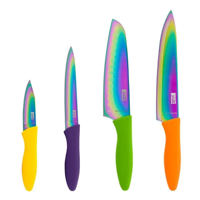 Kit de Facas Yuze Titanium Color 4 Facas