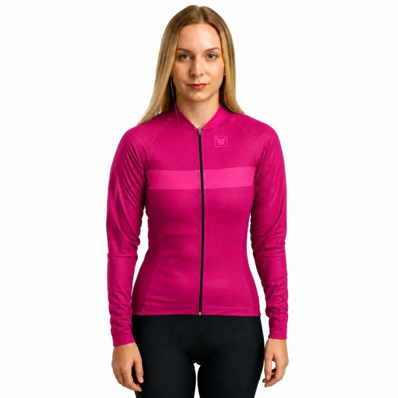 Camisa ciclismo manga longa feminina Free Force Basic P / Rosa