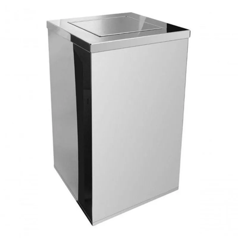 Lixeira Inox Quadrada Com Tampa Vai-vem 50 Litros