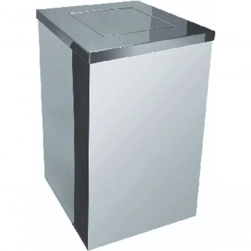 Lixeira Quadrada Em Aço Inox Com Tampa Vai-vem 50 L Cor:inox Polido
