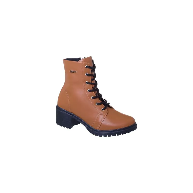 Coturno Cano Alto Feminino Dijean Tratorado Caramelo