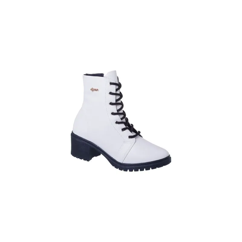 Coturno Cano Alto Feminino Dijean Tratorado Off White