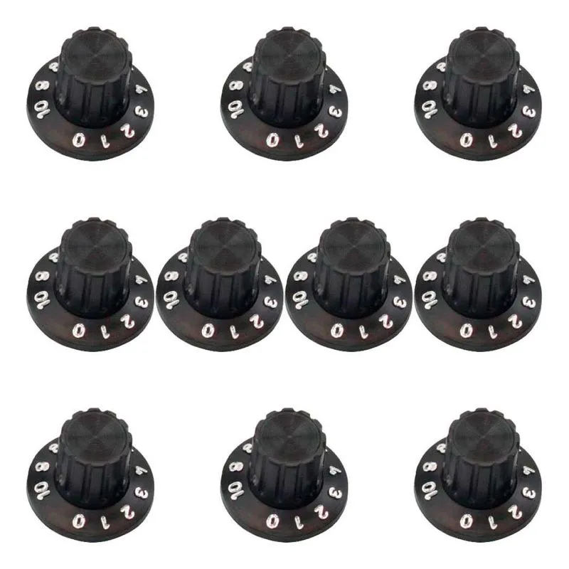 10x Knob Redondo Numerado Estriado Com Parafuso 1426 Preto