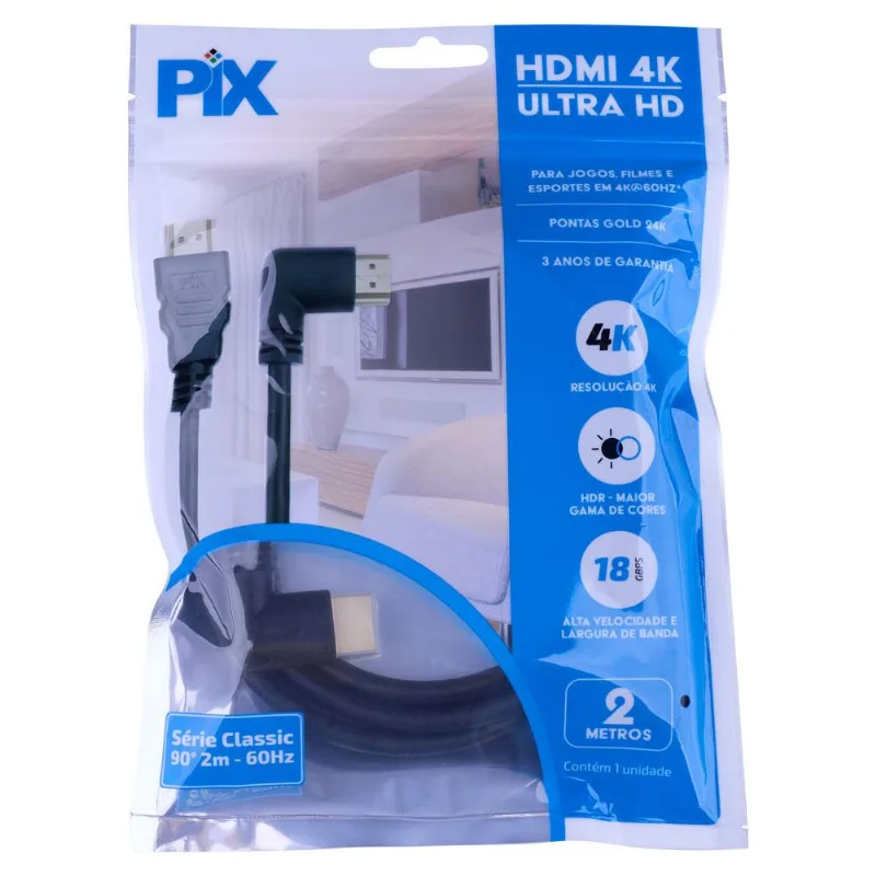 Cabo HDMI 4K Ultra 2M 30AWG Pix