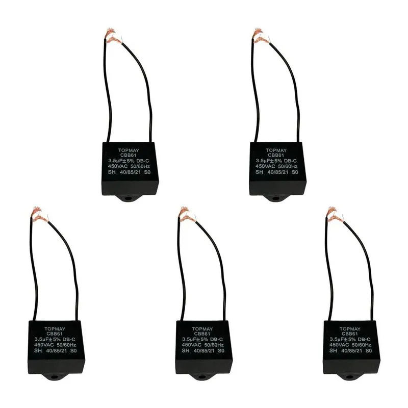5x Capacitor Partida 3,5uf - 450v Para Ventilador - Quadrado