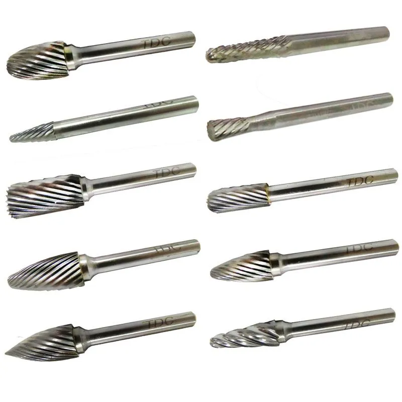 Jogo com 10 Limas Rotativas com Haste de 6mm e 3mm Corte Único TDC