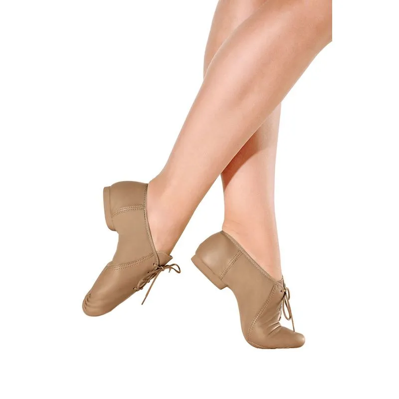 F54A - Caramel - D - Sapato Jazz de Couro e Stretch - Sola de Camurça 41-41½ D - Larga