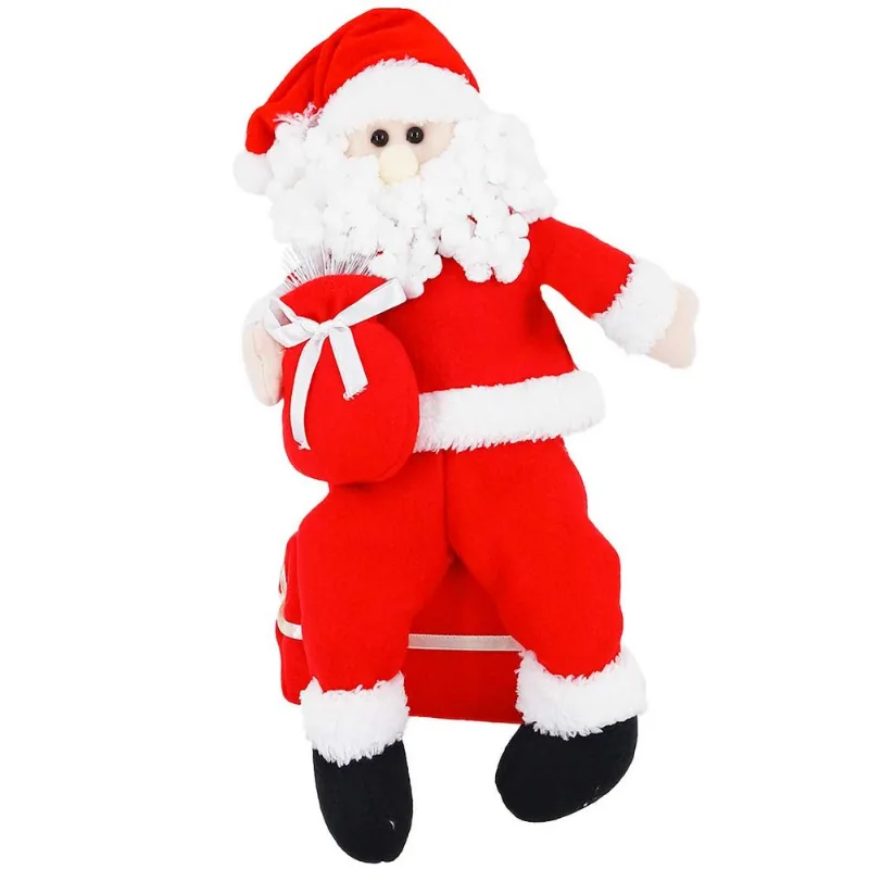 Papai Noel Sentado Decorativo 30cm em Poliéster Fartex-Vermelho