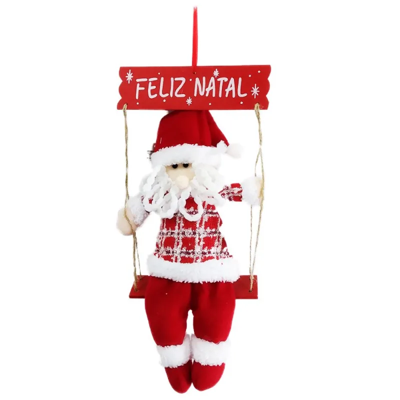 Placa Papai Noel Decorativo Tema: Natal 43cm em Poliéster e MDF Fartex - Verde Placa Papai Noel Decorativo Tema: Natal 43cm em Poliéster e MDF Fartex - Xadrez