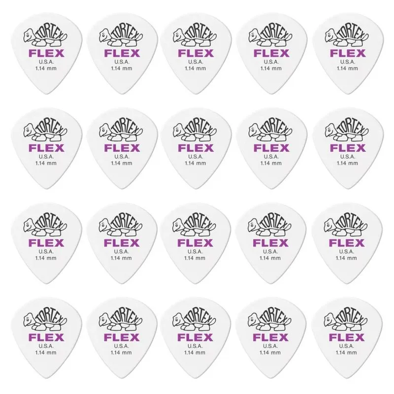 Kit 20 Palheta Dunlop Tortex Flex U.s.a Branca 1.14mm
