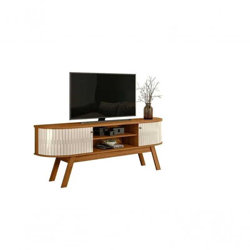 Bancada Valência Para Tv Até 75 Polegadas Naturale- Off White - Madetec