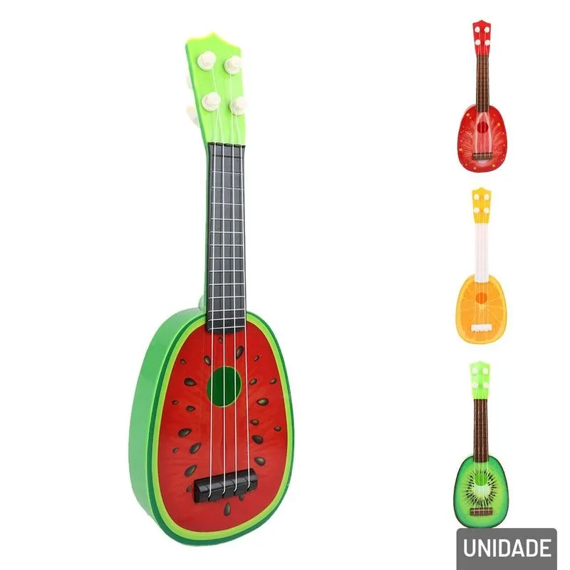 Mini Instrumento De Plástico Ukulele 37cm Frutas - Tudo Em Caixa