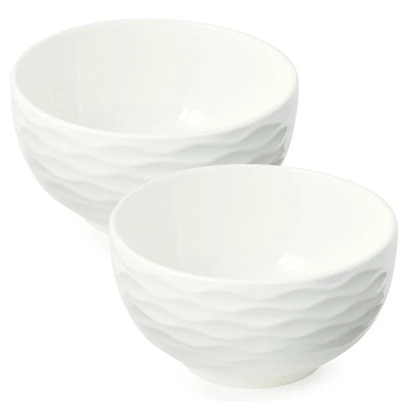 Bowl Tigela De Porcelana Branco 400Ml Kit Com 2 Peças