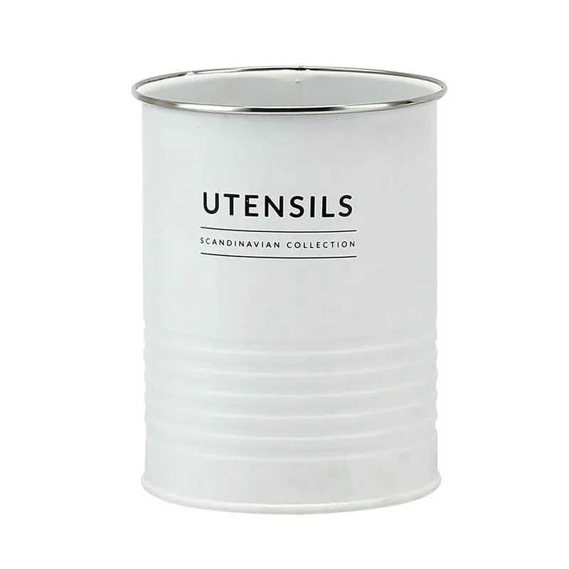 Lata Porta Utensílios De Cozinha Branco Fosco Escandinavo