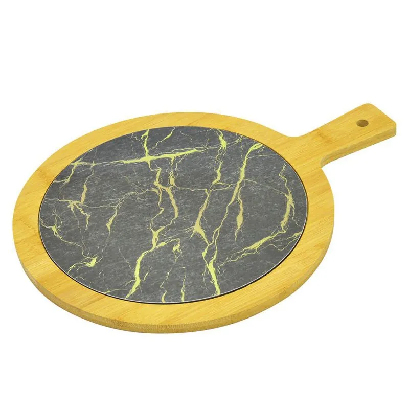 Tabua De Bambu Para Mesa De Frios Redonda Marmorizado