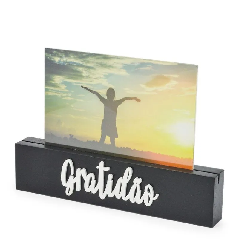 Porta Retrato De Madeira Display 10x15 Gratidão