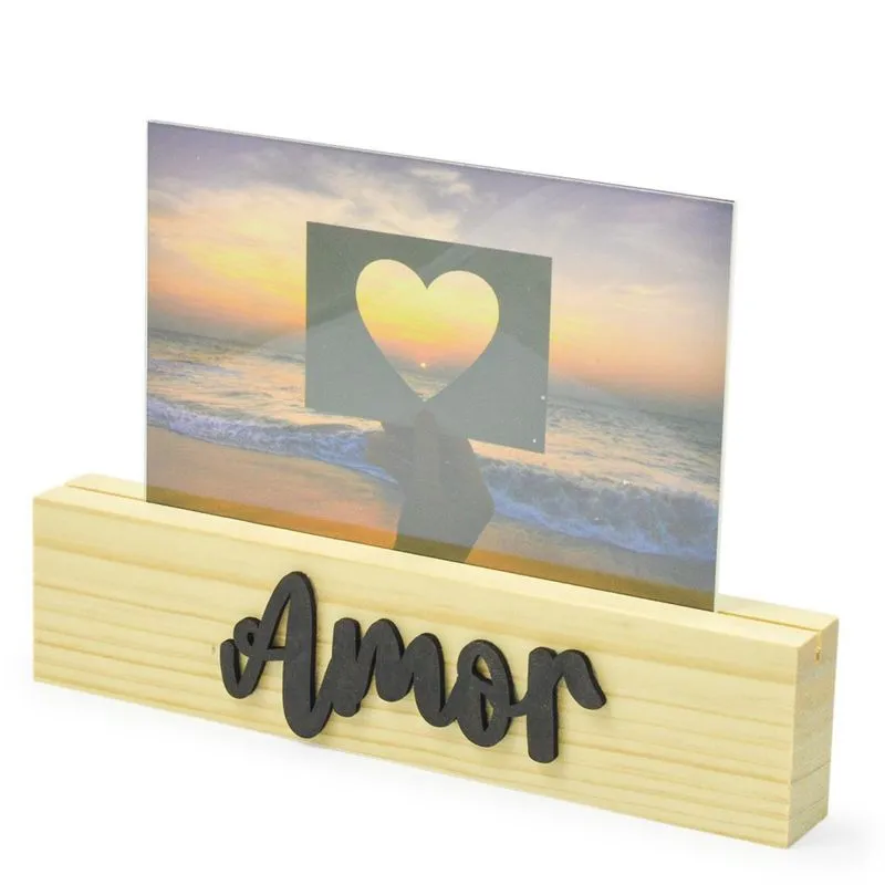 Porta Retrato De Madeira Display 10x15 Amor