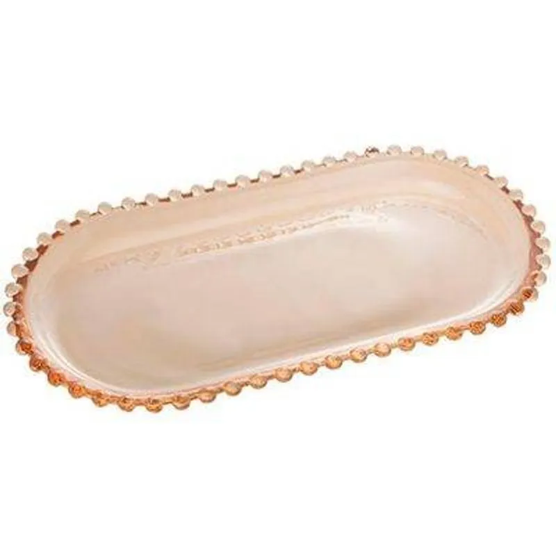 Travessa Oval Lyor Coração De Cristal Âmbar 25cm X 13cm - Lyor