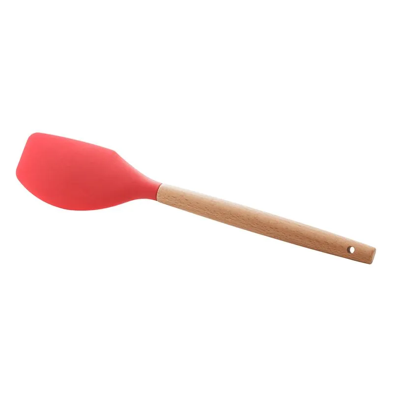 Espátula De Silicone 32cm Com Cabo Em Bambu Charmy Vermelha