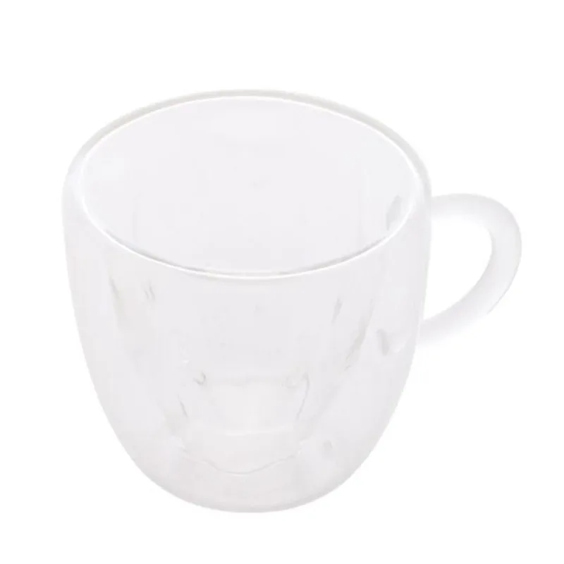 Jogo de xícaras de café parede dupla em vidro borossilicato Lyor Hibisco 75ml 2 peças