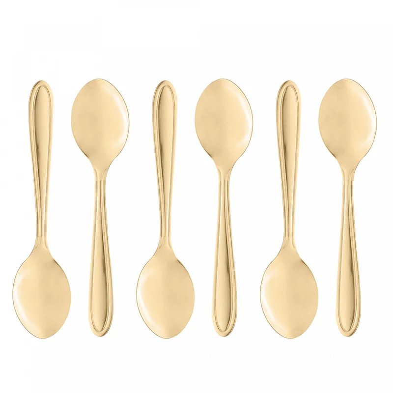 Conjunto 6 Colheres de Mesa de Aço Inox Gastro Dourado 19cm - Lyor Unico