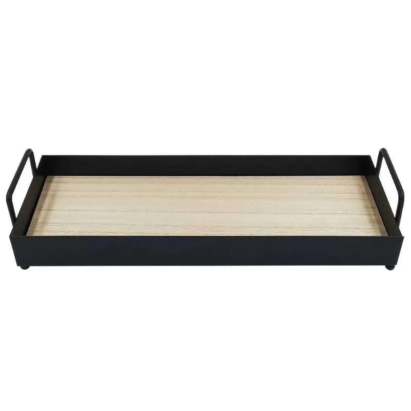 Bandeja Decorativa 30,5x11,5cm em Metal e MDF Lyor