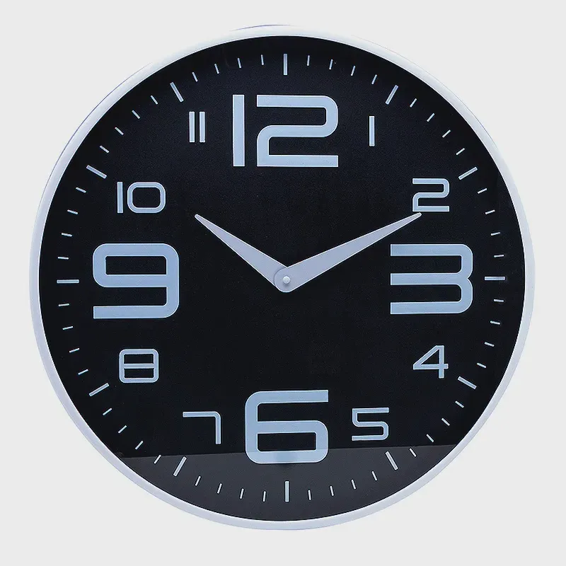 Relógio de Parede em Plástico Preto com Branco 30,5x4cm 2748 - Lyor