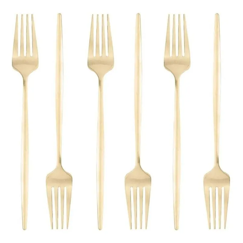 Jogo 6 Garfos Lyor Para Mesa De Aço Inox Ópera Champanhe