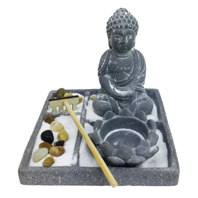 Conjunto Jardim Zen Em Concreto Buddha Cinza 4589 - Lyor