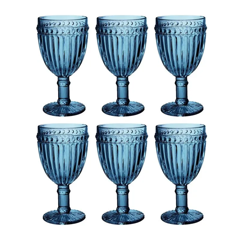 Jogo de Taças para Vinho em Vidro 240ml Azul Lyor Empire 66966 6 Peças